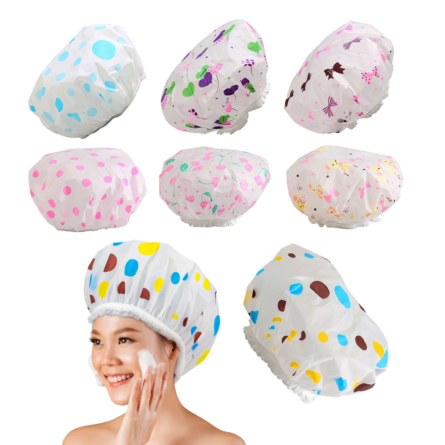 Bashroom Shower Waterproof Cap Thicken Elastic Bath Hat Bathing Cap for Women Hair Salon Bashroom Supplies Women Shower Caps