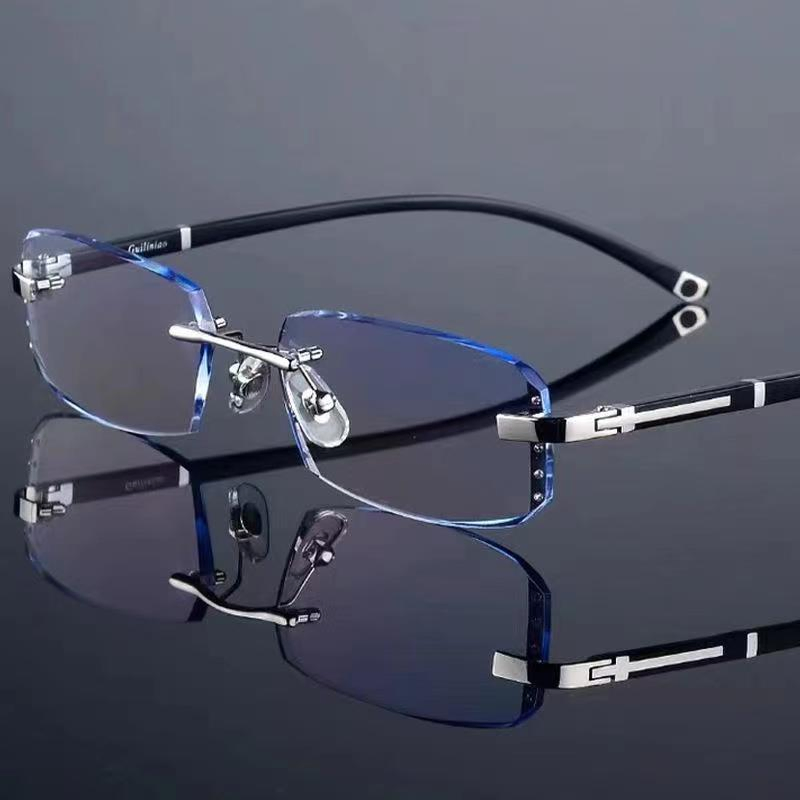 Photochromic Reading Glasses Rimless Eyeglasses Handmade Reading Frames