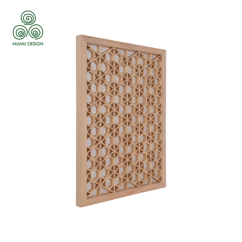 Geometric Art Kumiko Hand Carved Wall Screen Panel