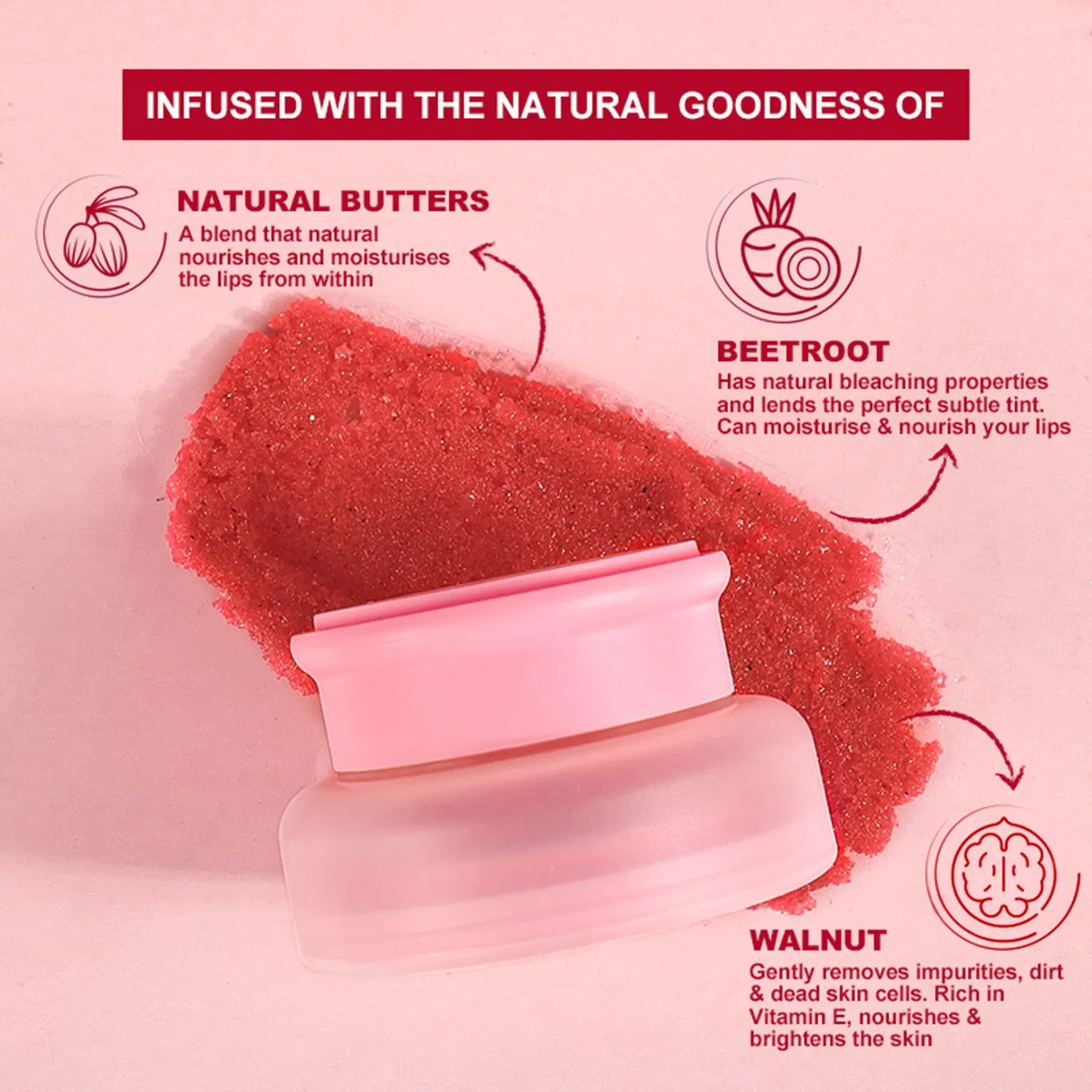 Factory Price Private Label Lip Mask Pink Strawberry Exfoliating Lip Scrubs