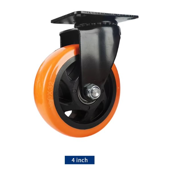 Limited Time Promotion! Orange PVC Silent Swivel Casters - 4/5/6/8 Inch Industrial Trolley Wheels