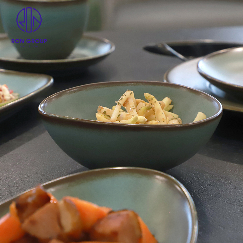 Commercial Ceramic Porcelain Tableware 5/6.5 Inch Irregular Salad Dessert Food Service Bowl for Restaurant Hotel Dinnerware