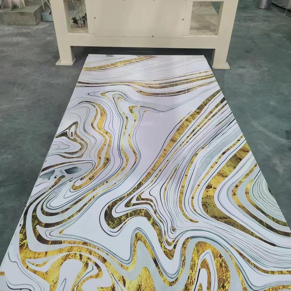 New Design Colorful Waterproof Gold Line UV PVC Marble Sheet Wall Sheet Wall Panel for Interior Decoration