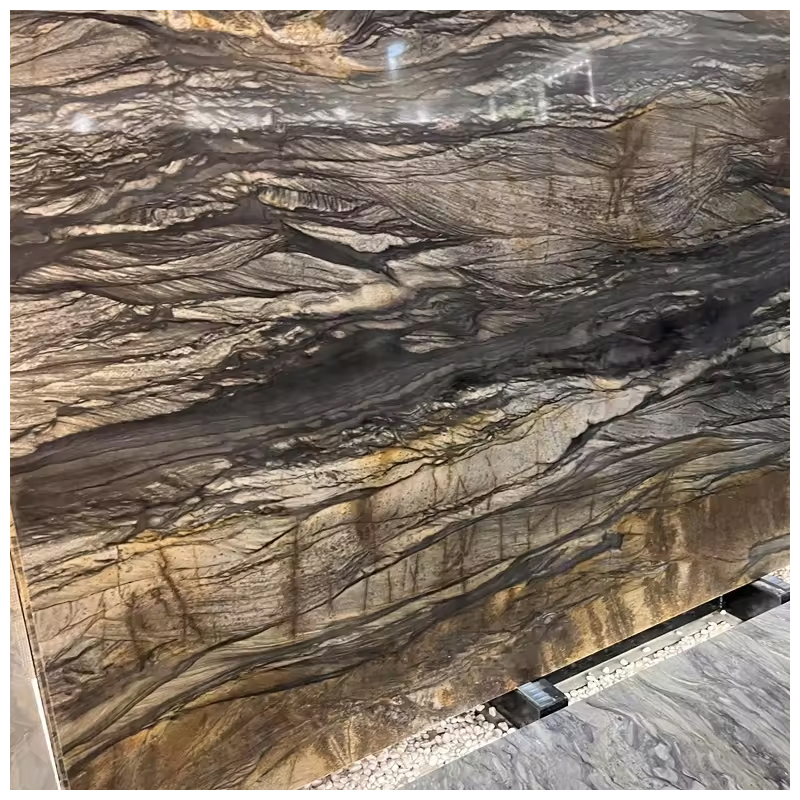 Highj-Quality Brazilian Leathered Brown Sandalus Quartzite for Bookmatched Wall and Countertops