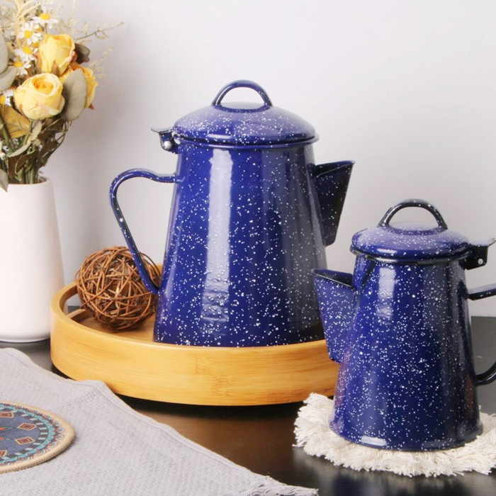 Outdoor Enamel Coffee Pot Tea for Camping Farmhouse Kitchen Decor