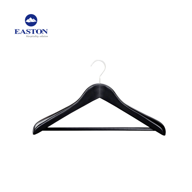 Full Matt Black Hotel Wooden Coat Hanger with Square Head