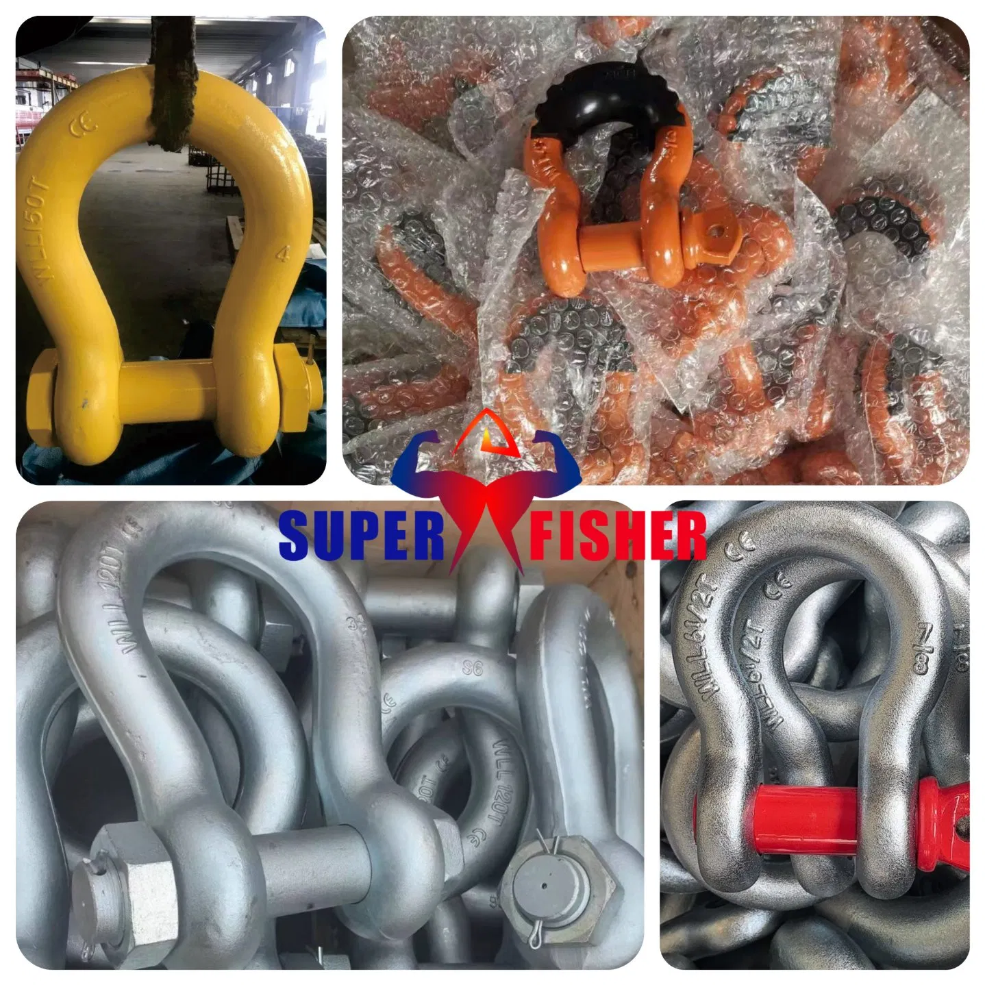 G209 Lifting Rigging Marine Hardware High Strength Forged Alloy Steel Screw Pin Bow Chain Anchor Shackle