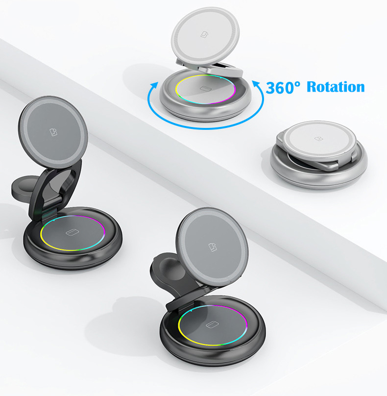 2026 Amazon Hot Sale 3-in-1 15W Fast Wireless Charger for iPhone