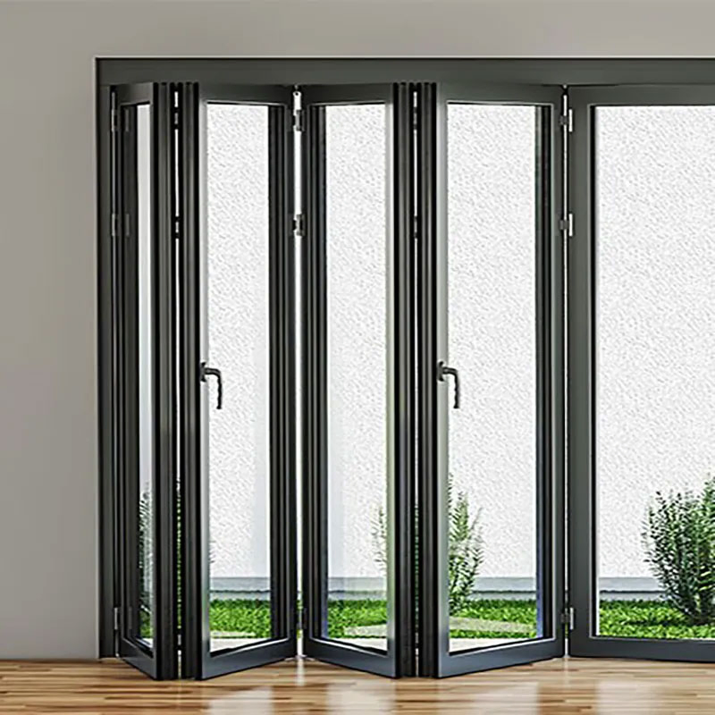 Large Panel Folding Door System Aluminum Glass Panels with Custom Height up to 10FT