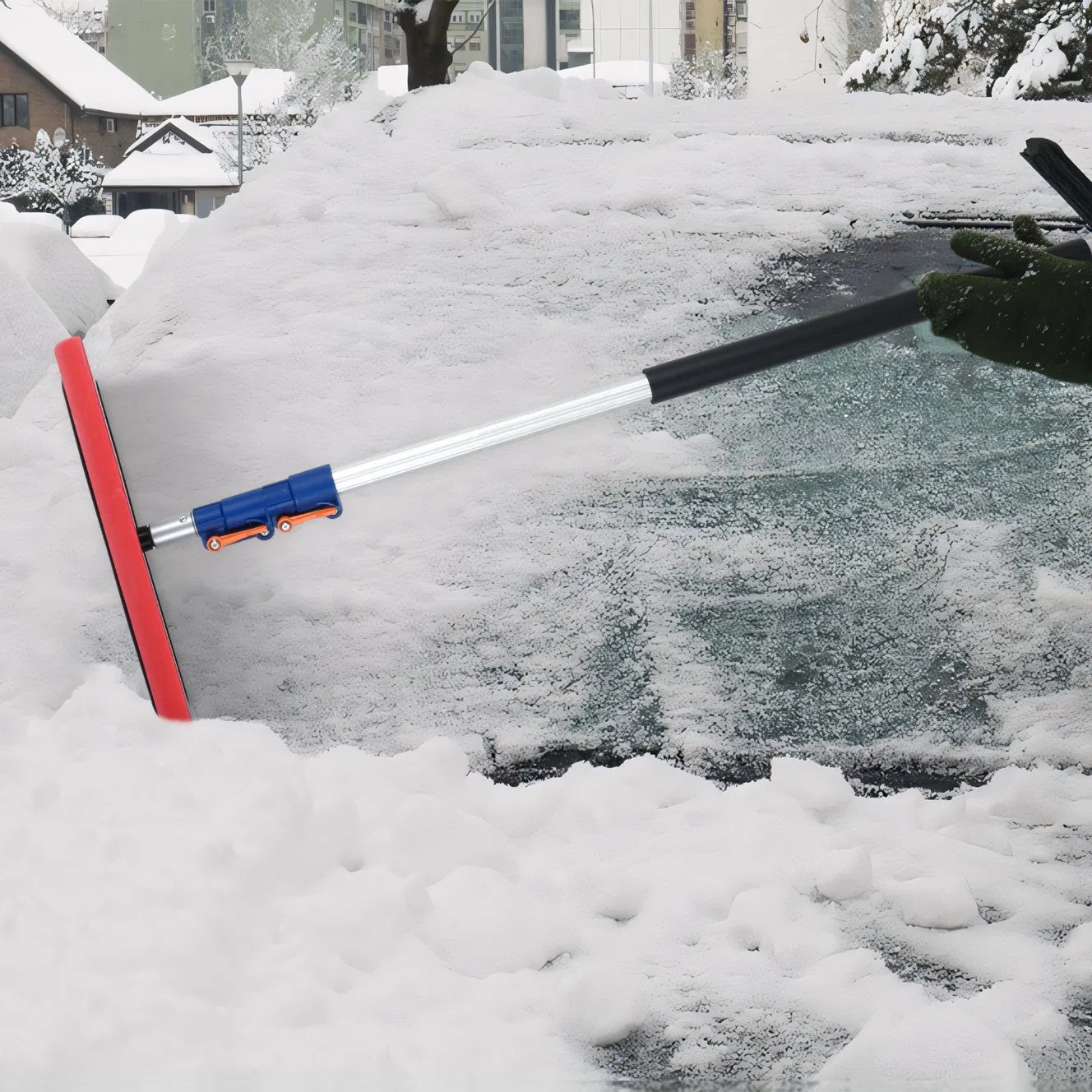 Extendable Soft Foam Pad Car Snow Rake with Extension Pole