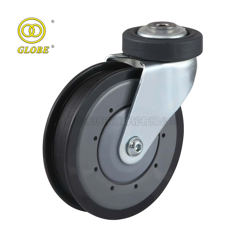 4inch 100mm Bolt Hole Type Thermoplastic Rubber Wheel Supermarket Caster TPR Castors