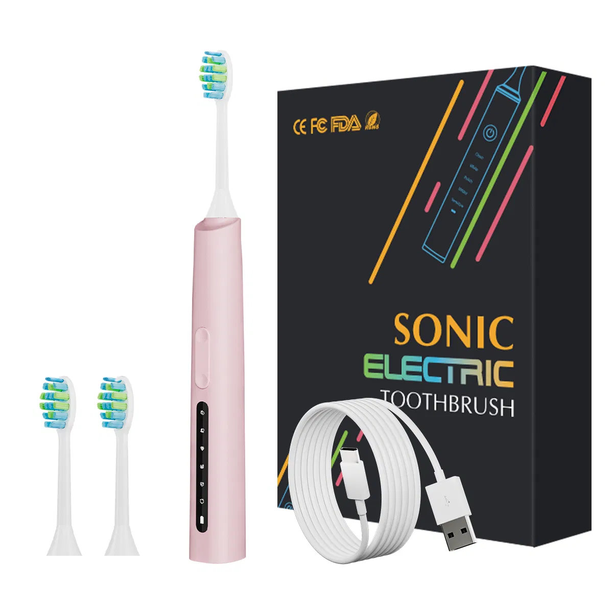 OEM Sonic Adult Electric Toothbrush Ipx7 Type-C Rechargeable 15mode Teeth Cleaning Brush