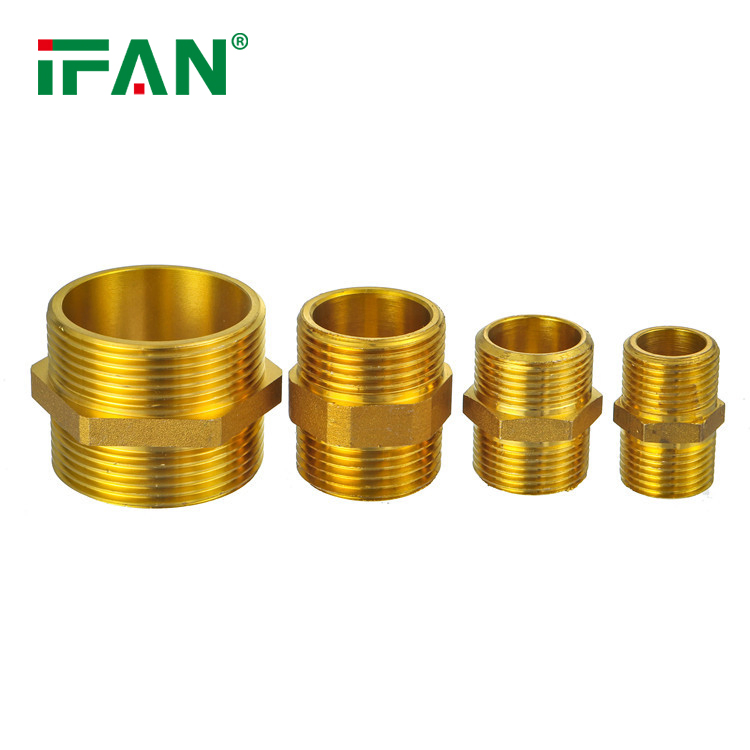 Ifan Factory Price Brass Threaded Fittings 3/8"-2" Brass Pipe Fitting Nipple Brass Tube Fitting