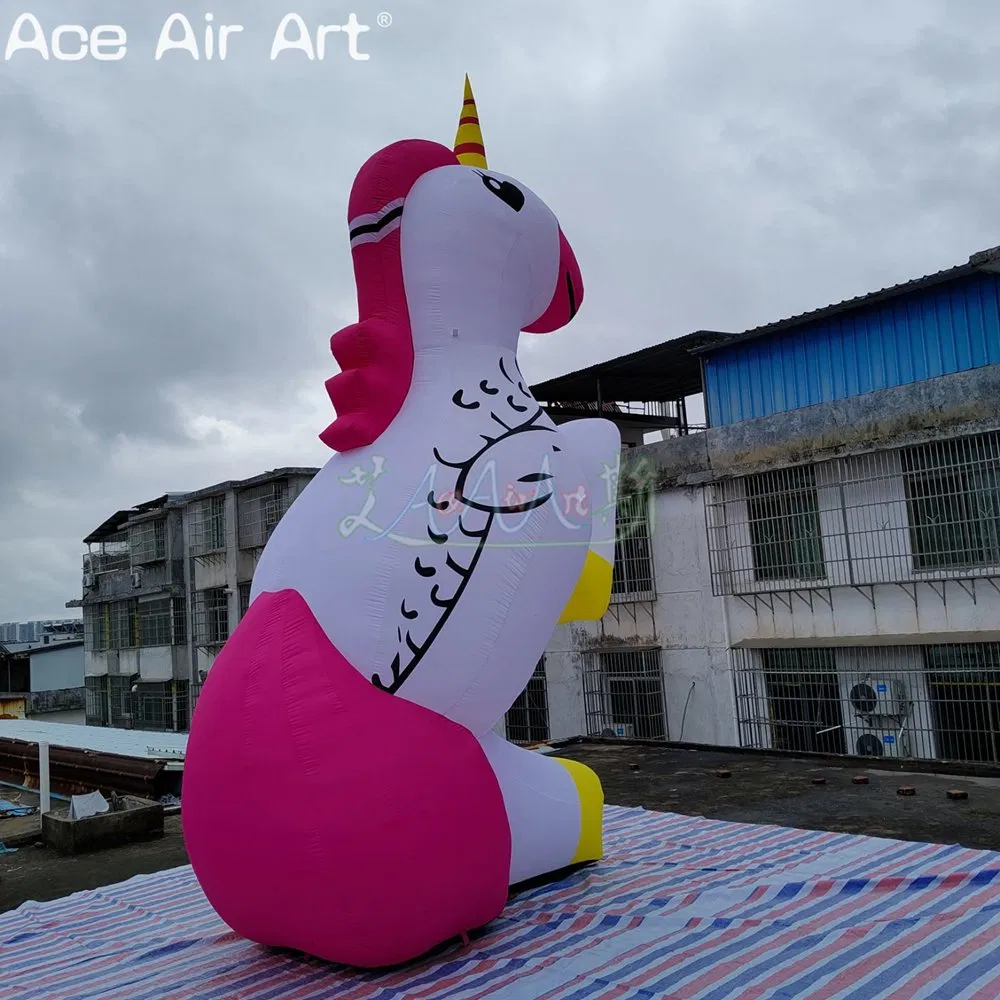 5m H Inflatable Unicorn Cartoon Model Party Decorative Unicorn Animal Balloon with Logo for Stage or Event Decor