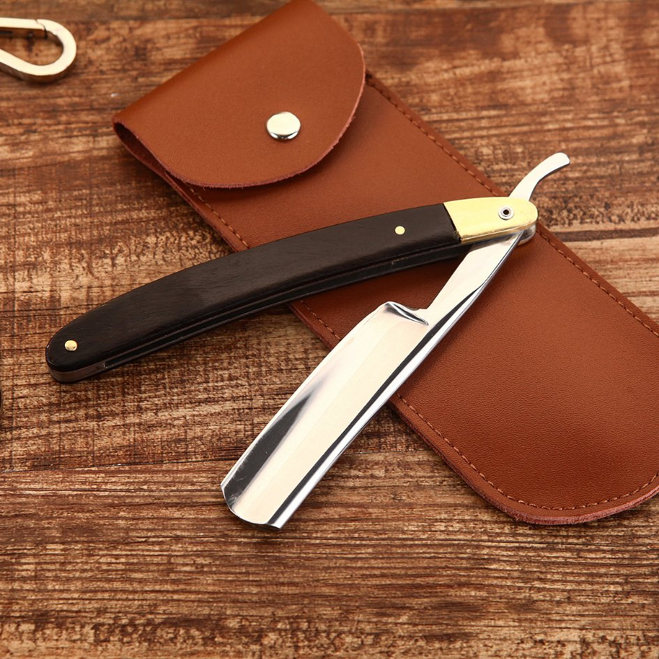 Custom Wooden Copper Handle Stainless Steel Straight Blade Razor
