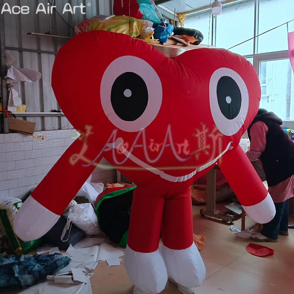 2.5mh Inflatable Heart Dress up Valentine's Day Love Cartoon Costume for Holiday or Wedding Decor