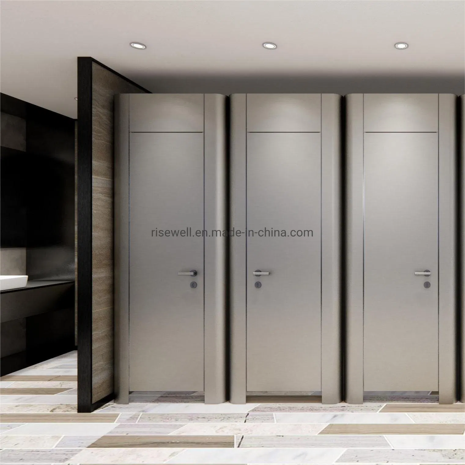 High Quality Curved Design Wavy Cabin Toilet Cubicle Partition