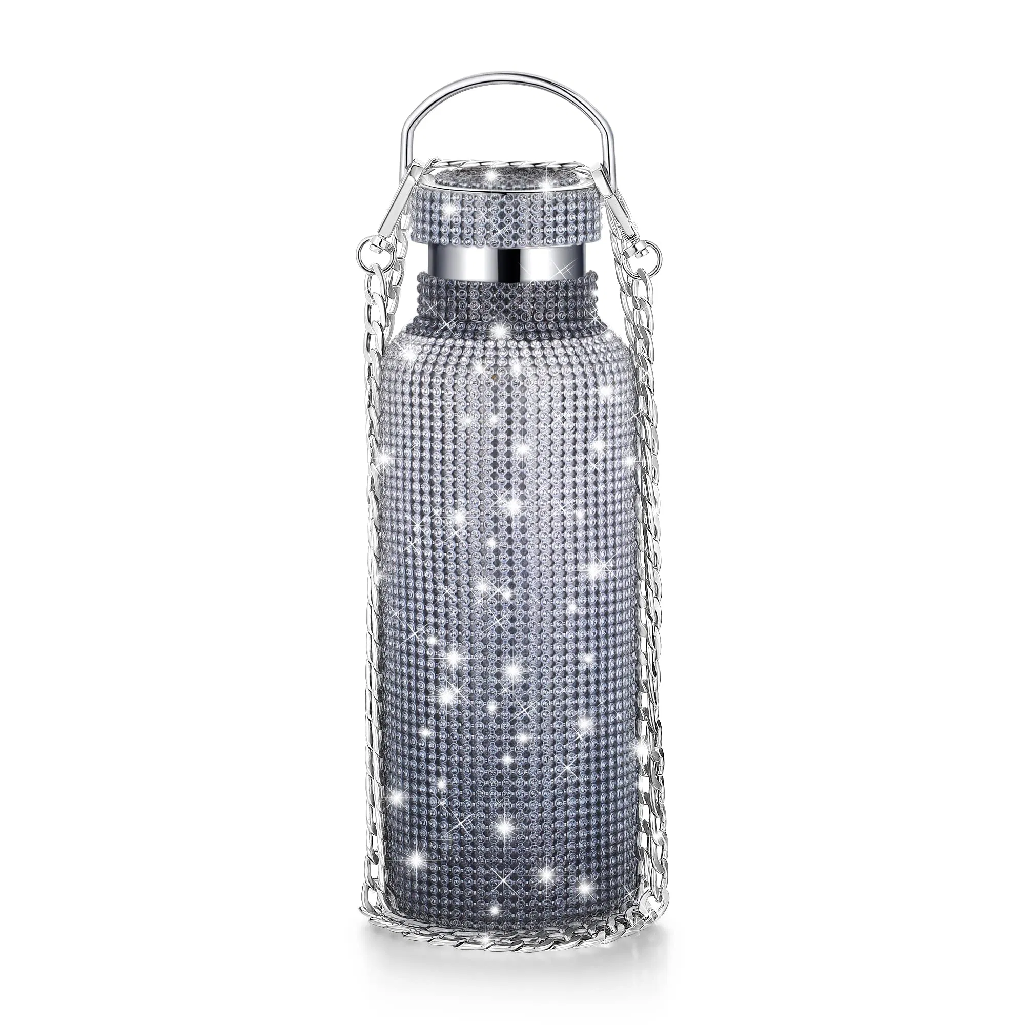 Wholesale Bling Water Bottle Diamond Stainless Steel Insulated Thermal Chain Vacuum Flask