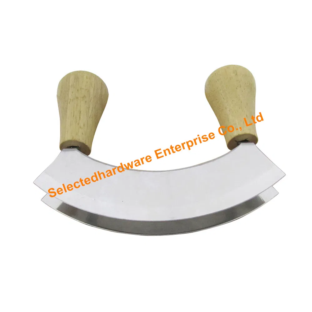 2PCS Wood Board Set with Double Blade Mincing Knife Set