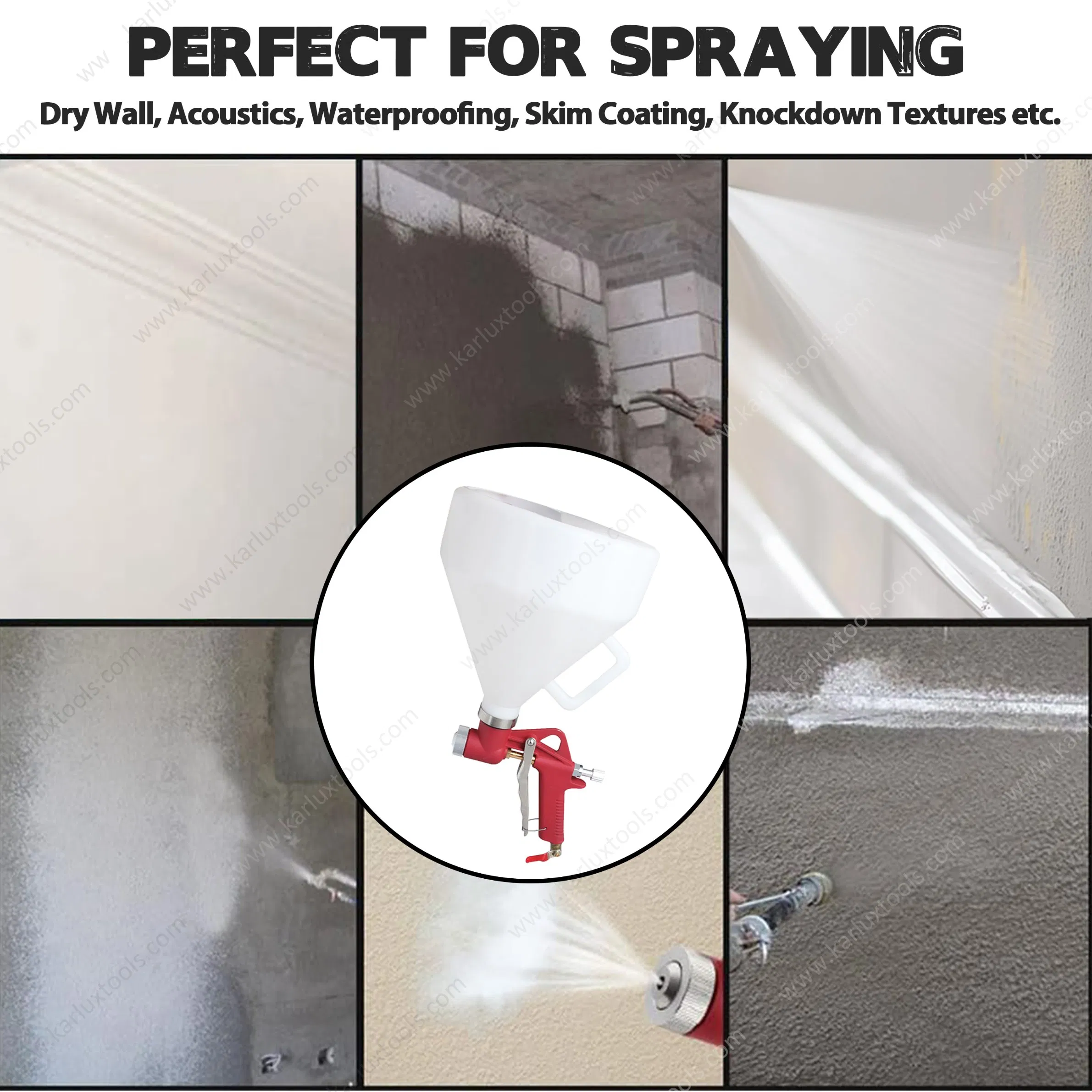 Пневматический краскопульт с квадратной воронкой, 3 сопла