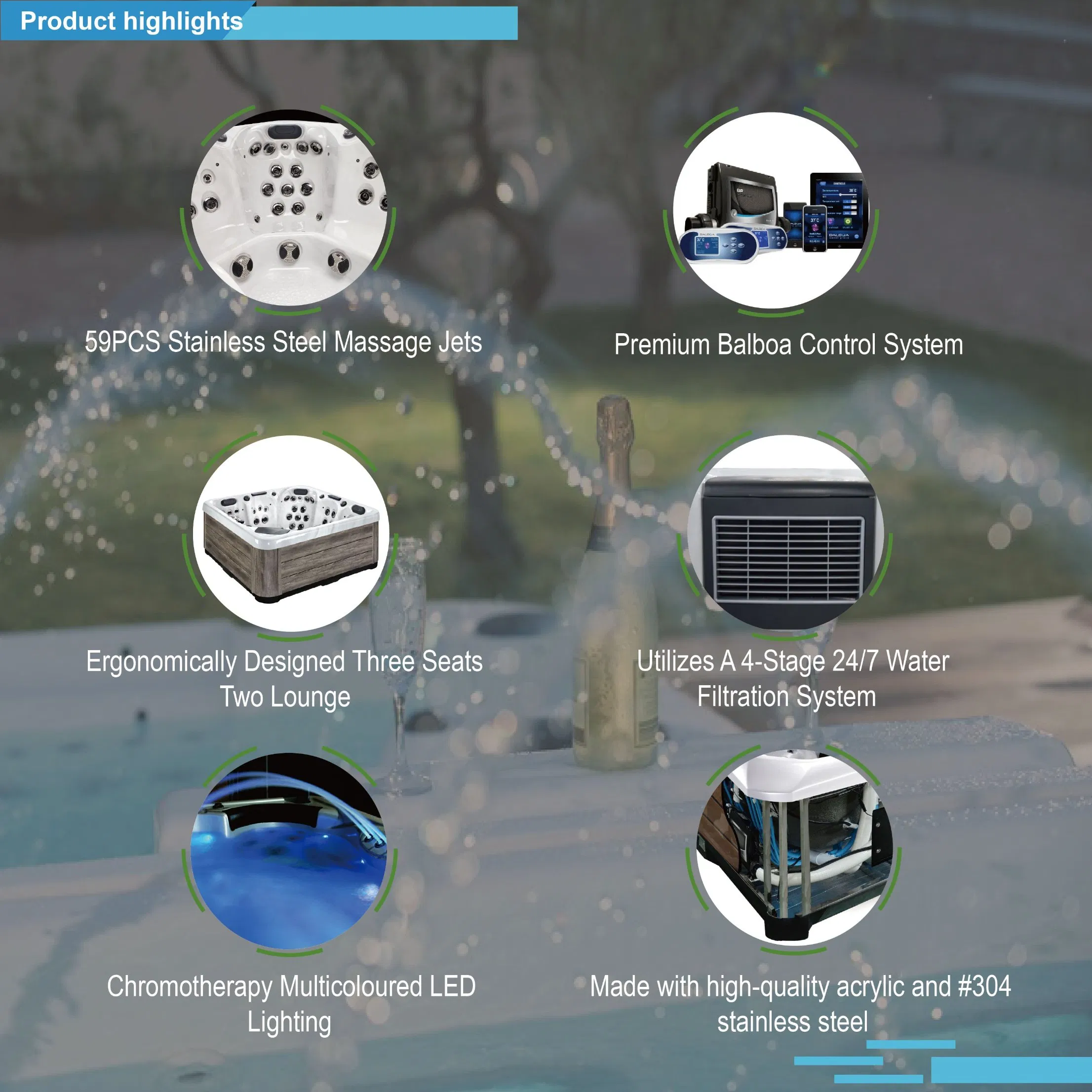 Угловая гидромассажная ванна Sunrans на 5 человек