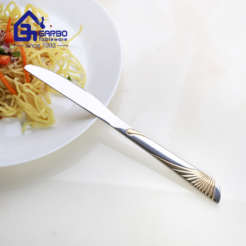 Ion Plating Gold Engraved Handle Salad Fork Dessert Cake Forks and Spoons Set