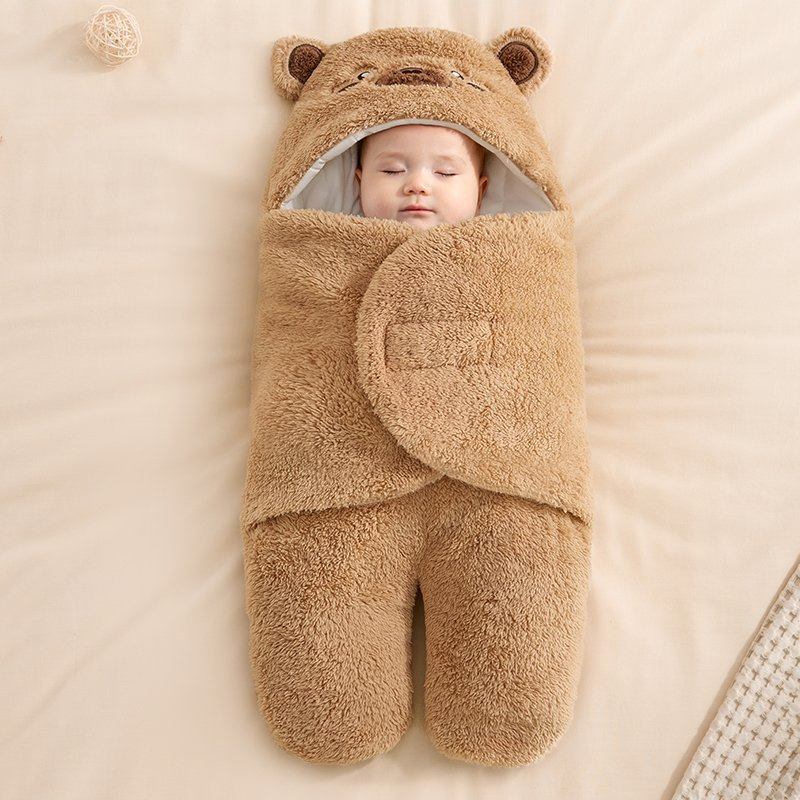 0-6months Baby Sleeping Bag Infant Fluffy Fleece Sleep Sack Infant Wrap Swaddle