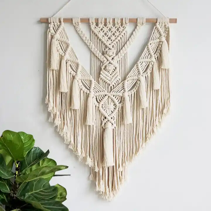 New Fashionable Boho Handmade Macrame Wall Hanging Macrame Tapestry Decorations by Cotton Cord