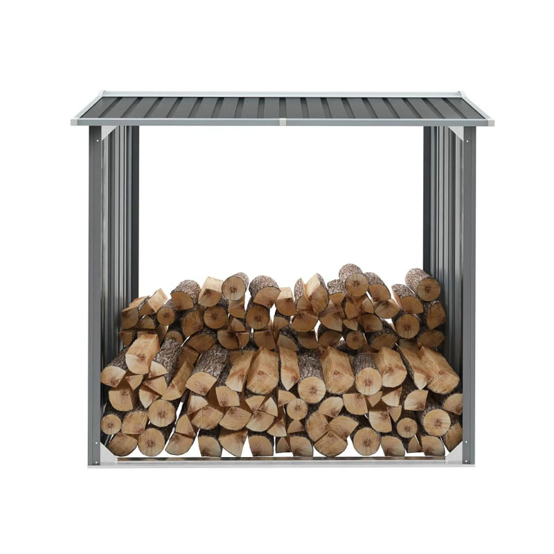 Metal Log Firewood Shed Outdoor Wood Steel Storage