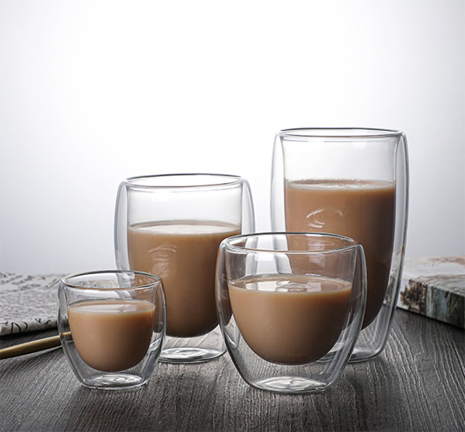 Прямоугольная стеклянная кружка 10 oz с двойными стенками