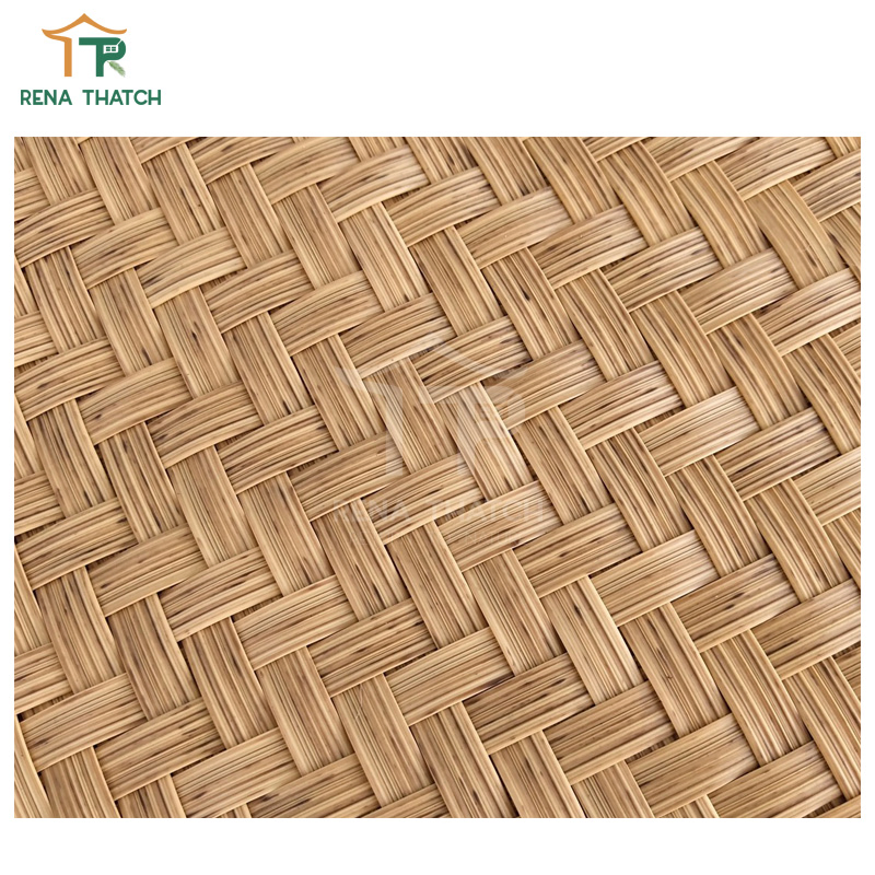 Natural Looking PE PVC Rattans Herringbone Weave Synthetic Artificial Bamboo Mat Rattan Cane Webbing