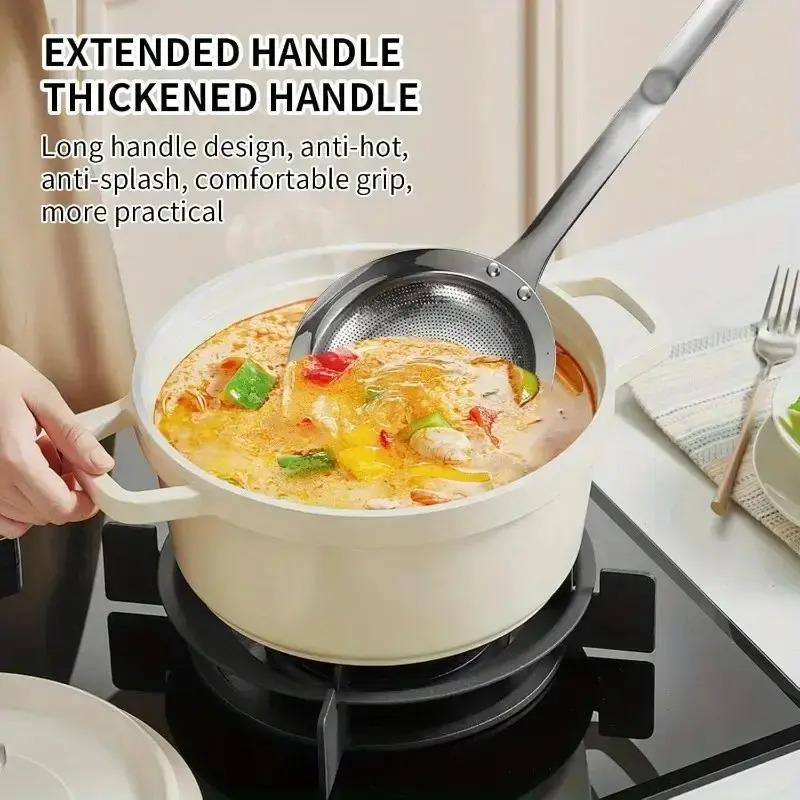 Kitchen Hangable 304 Stainless Steel Oil Separator Fine Mesh Filter Colander