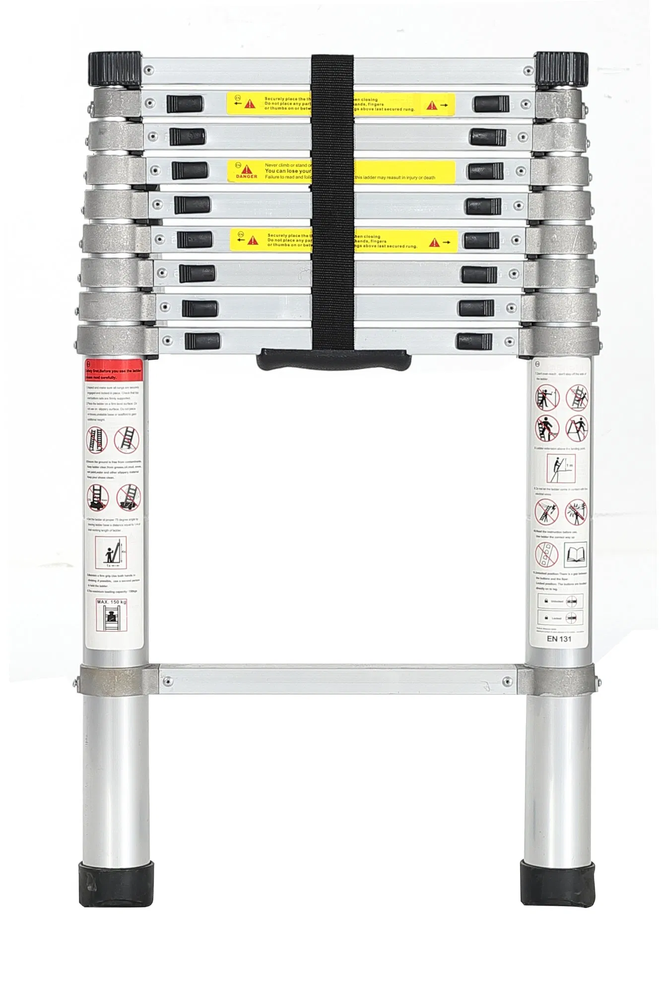 12.5FT All Aluminium Telescopic Folding Step Extension Household Ladder En131