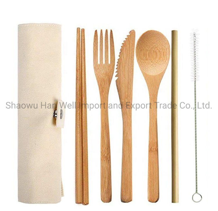 Biodegradable Eco-Friendly Travel Picnic Portable Bamboo Cutlery Set