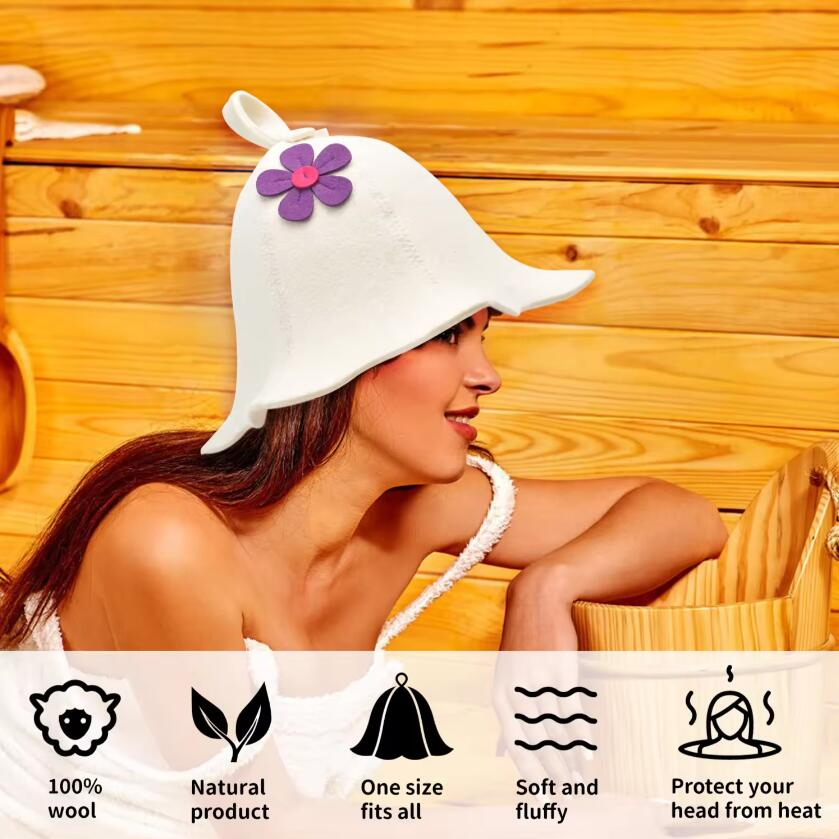Customized Embroidery Australian Wool Felt Sauna Hat 2mm Thickness Wool Bath Hats