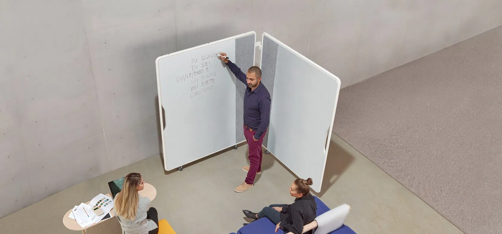 Noise Cancelling Pet Acoustic Whiteboard Recycle Material Movable Acoustic Partition Noticeboard