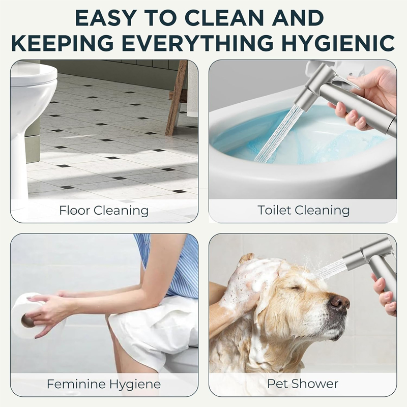 Sanipro Hot Sale Modern Stainless Steel Shattaf Bidet Spray Gun Set Wall Mounted Hanging Handheld Bidet Sprayer for Toilet