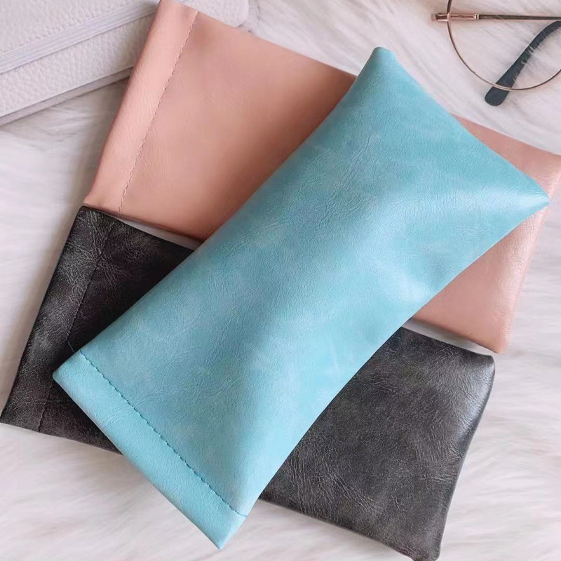 Leather Portable Sunglasses Pouch Anti-Scratch Eyeglass Slim Extra Large Sleeve Bag