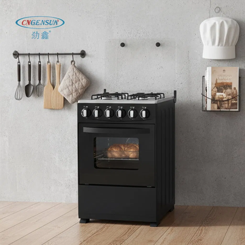 Premium 20-Inch Black 4-Burner Gas Oven for Home Cooking