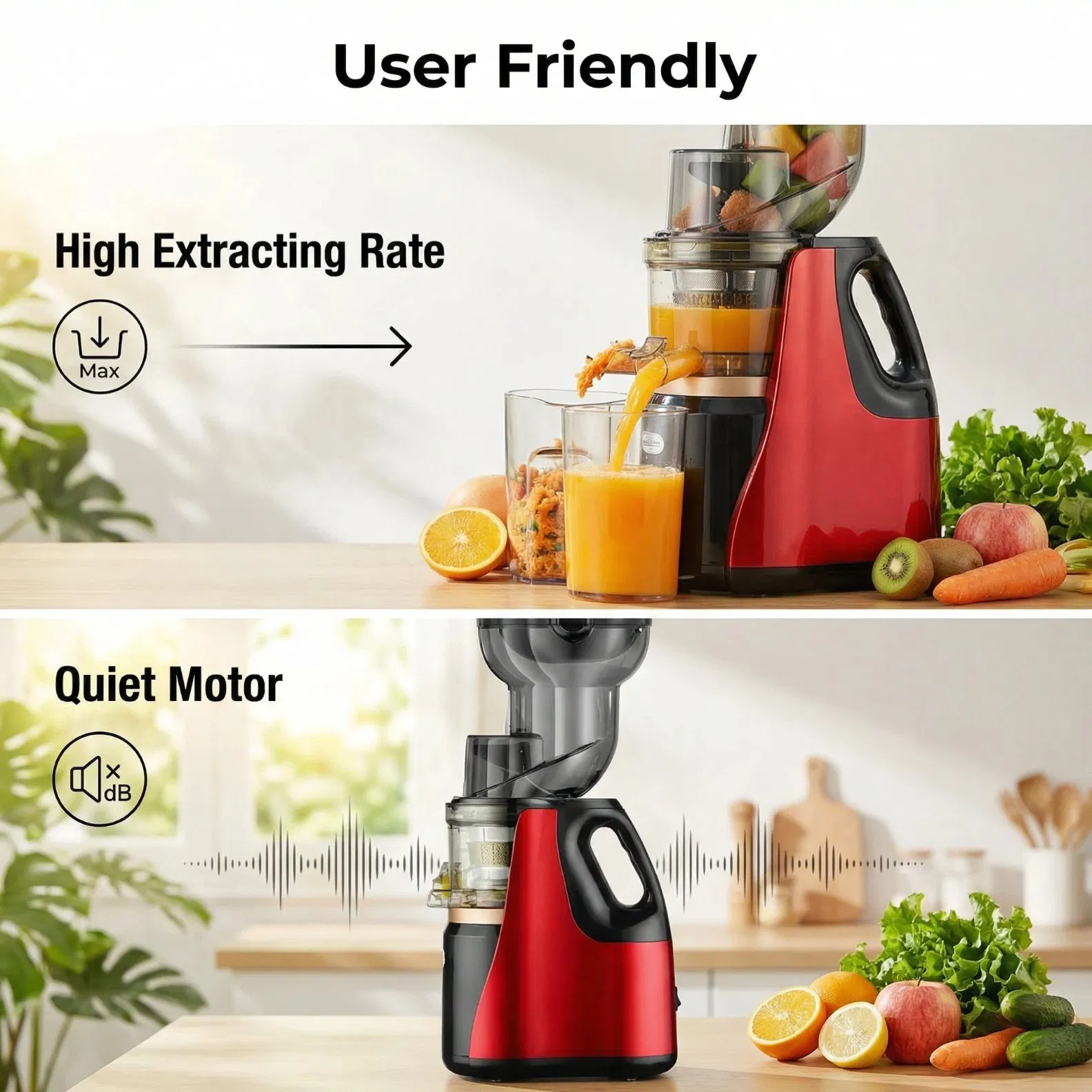 Slow Masticating Cold Press Juicer with 130mm Large Caliber