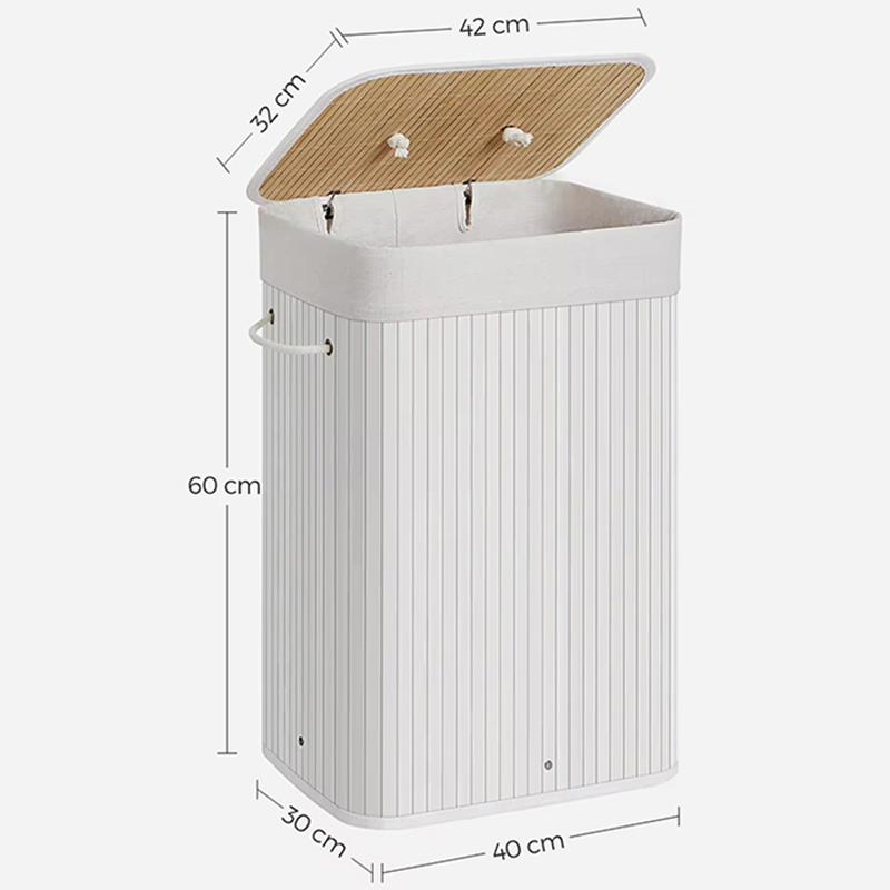 Bamboo Rectangle Folding Bamboo Laundry Dirty Clothes Storage Basket with Lid and Removable Liner