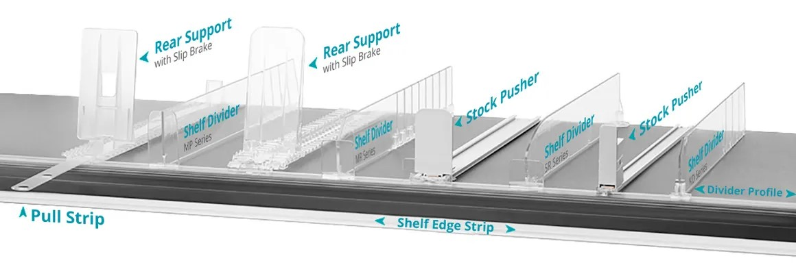 Shelf Management & Optimisation Divider System "Perfekta" Stock Pusher II, 435mm