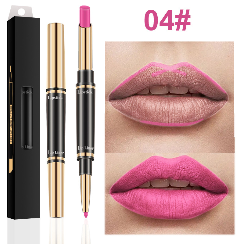OEM 12 Color Matte Mist Lipstick Pen Waterproof Gold Lip Liner 2 in 1 Set Makeup