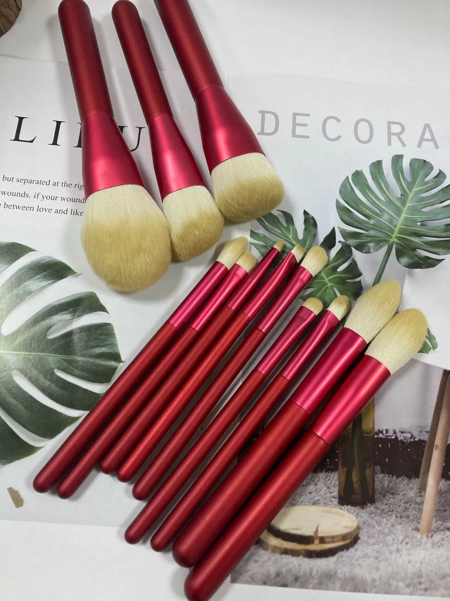 New Arrival High-End 12-PCS Ruby Makeup Brush Set Red Eye Printed Powder Brush Wholesale Private Label Customization Supported