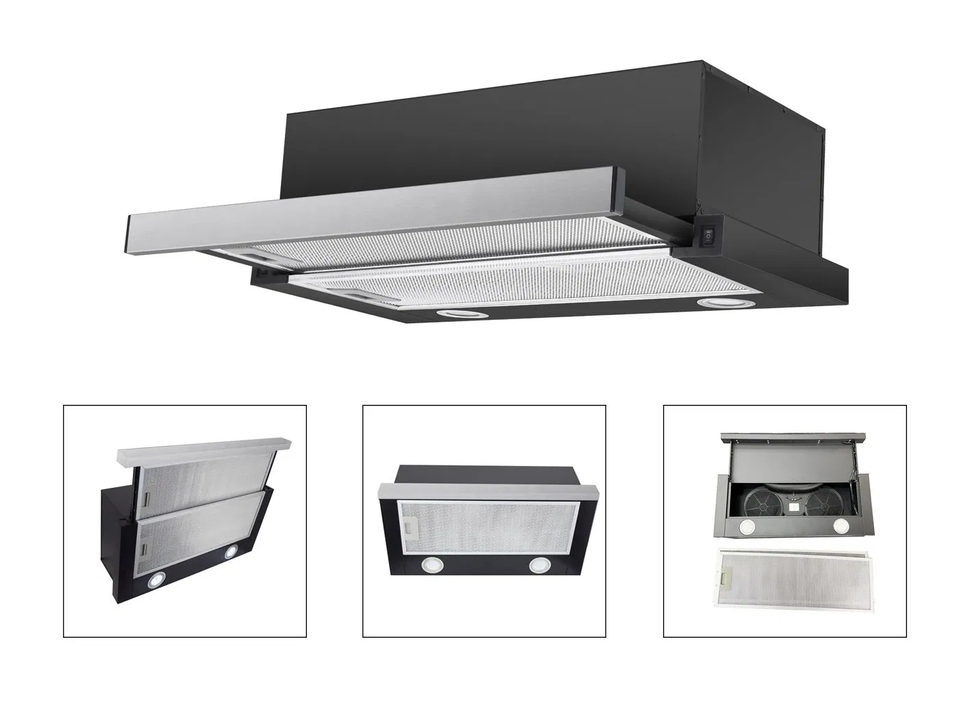 60/70/90cm Under Cabinet Slim Hood Slid-out Kitchen Extractor Pull out Telescopic Cooker Hoods Built in Range Hood