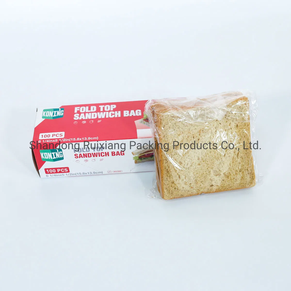 High Quality Food Grade Plastic Sandwich Size Easy Open Food Frozen Reusable Fold Top Sandwich Bag