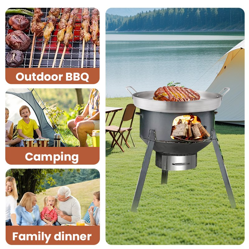 Gas Stove Outdoors Heavy Duty Kitchen Cookware Set Stainless Steel Convexed Comal Coza