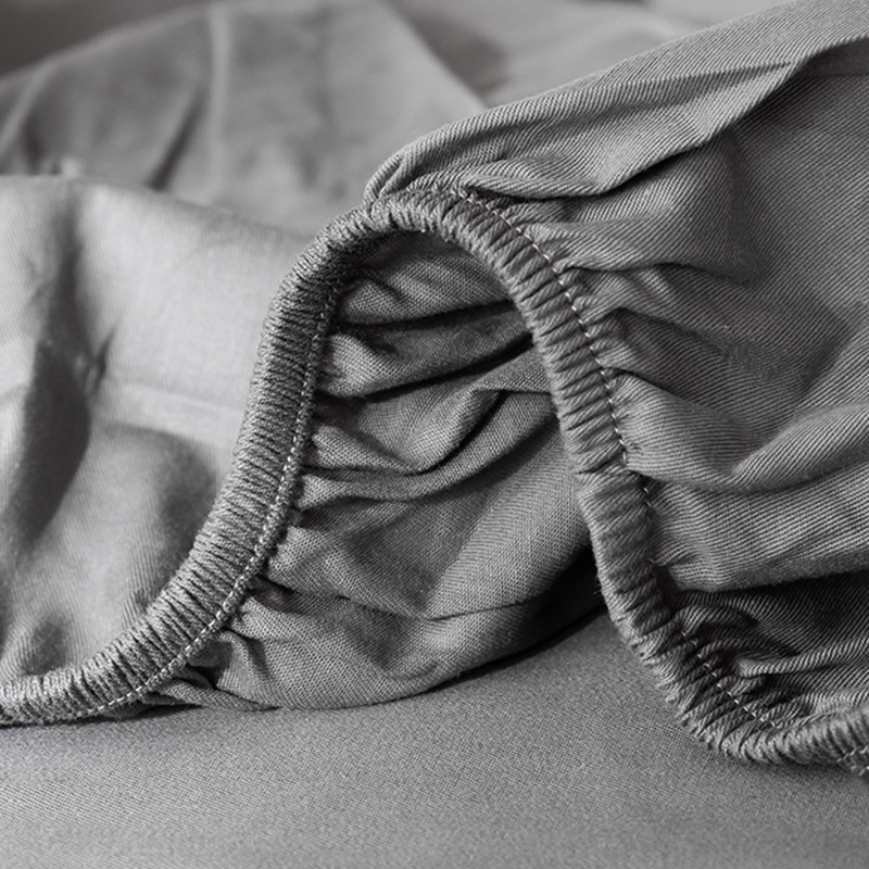 Luxury Solid Color Custom Soft Breathable Bedding Sheets Home Cozy Fitted Sheet