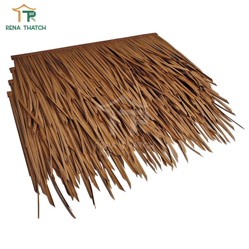 Very Cheap UV Protected Fire Resistant Plastic Artificial Roof Thatch Synthetic Tiki Thatch