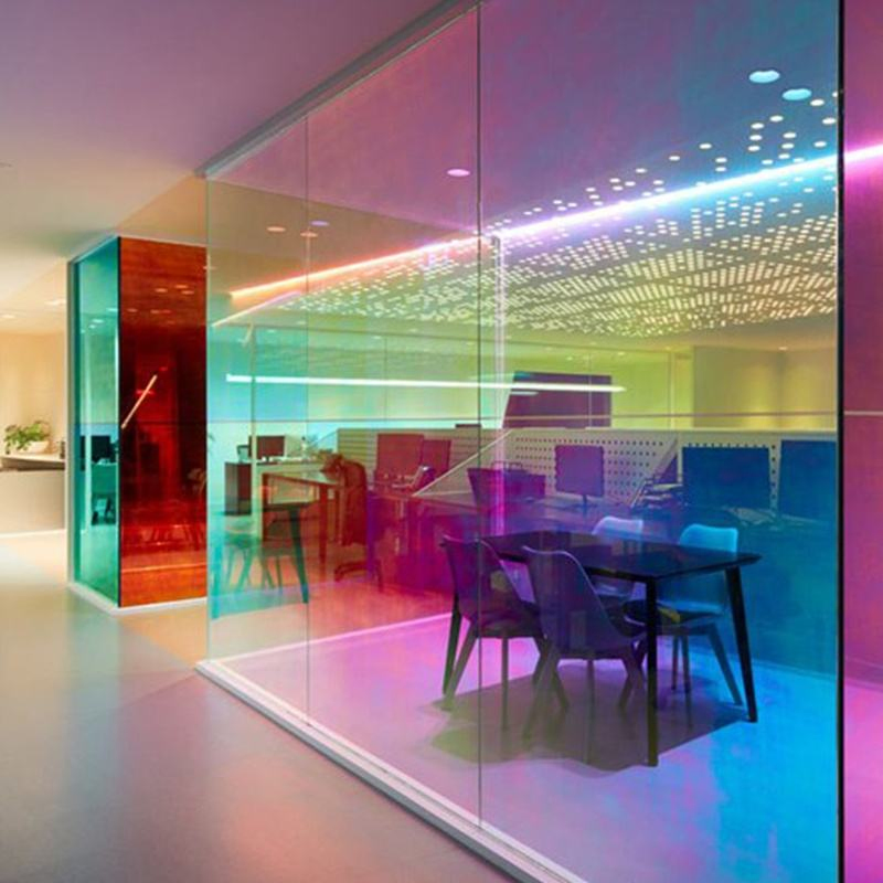 Building Decoration Colorful Chameleon Red Blue Rainbow Glass Sticker Window Tint Dichroic Glass Window Film
